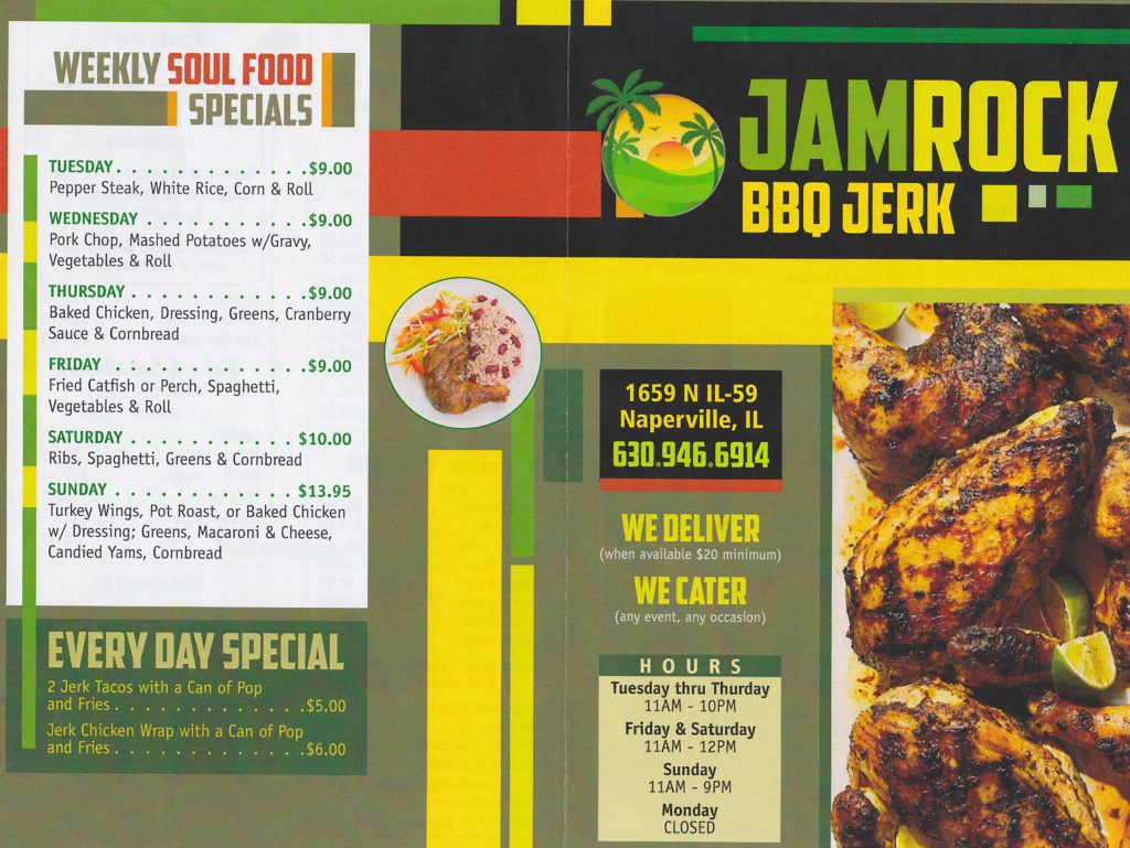 Menu Jamrock BBQ Jerk
